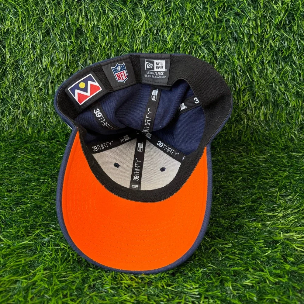 Denver‎ Broncos New Era 39THIRTY Hat Mens Medium Large Navy Blue NFL 100 Cap